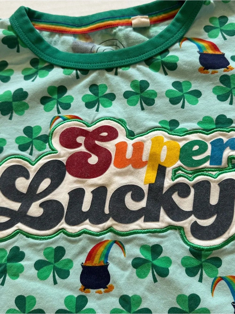 Green 'Super Lucky' Shamrock Kids Tee